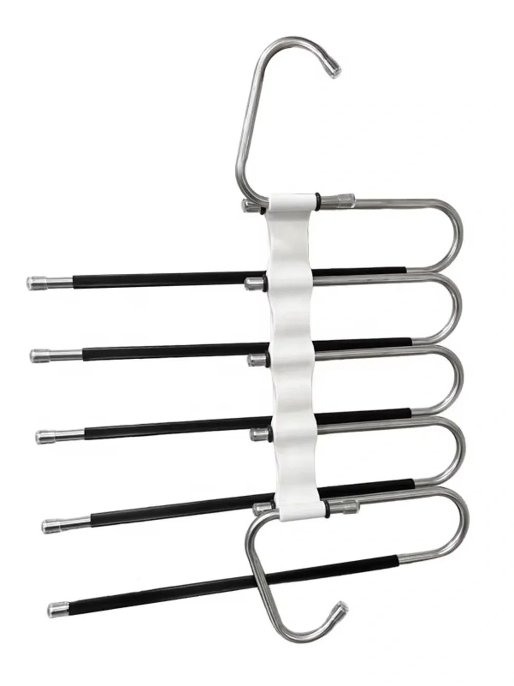 Amazon Metal Multi-Bar Space Saving Tie Scarf Belt Hanger in Silver and Black